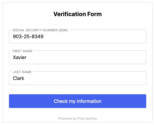 A screen capture that shows the test information entered in the Verification Form.