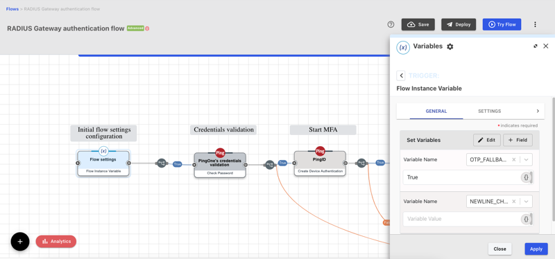 RADIUS gateway authentication flow showing the Authentication Approved node