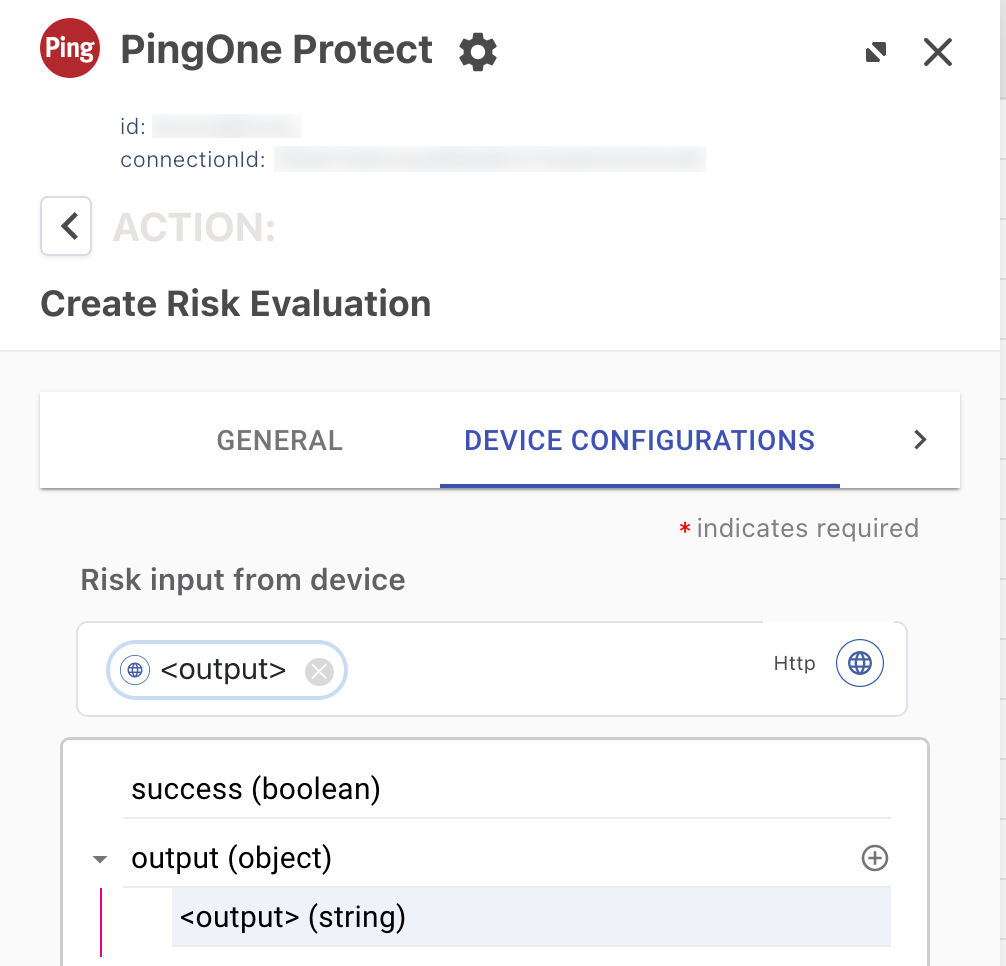 A screen capture of the Risk input from device configuration.