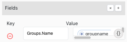 Screen capture of Key/Value field options including the Delete button.