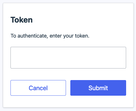 A screen capture of the default token input interface.