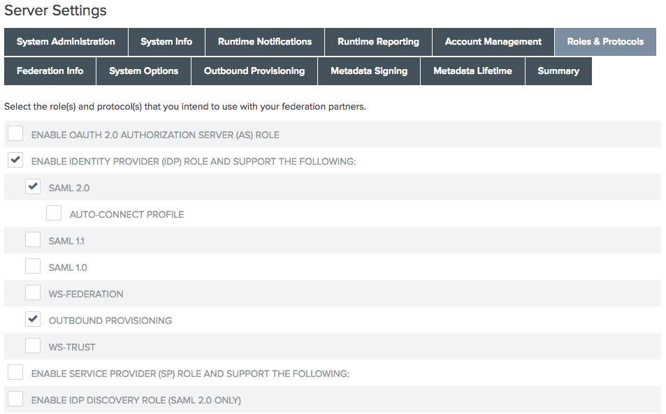 An image of the Roles & Protocols screen.