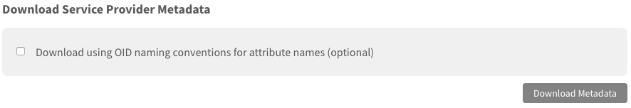 Image of the Download Service Provider Metadata screen.