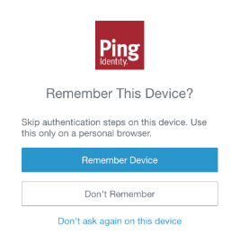 Screen capture demonstrating the new Remember This Device page.