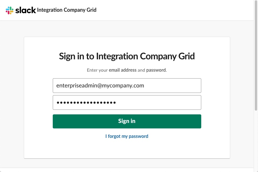 Screenshot showing the sign-on prompt with administrator credentials entered in.