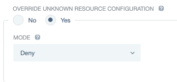 Screen capture of the Override Unknown Resource Configuration field.