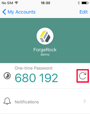 Click the refresh icon to obtain new one-time passwords.