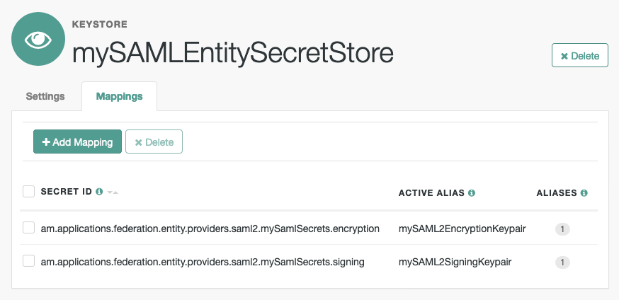 Adding mappings for SAML entities at the realm level.