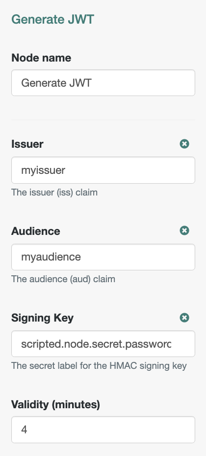 node designer jwt properties