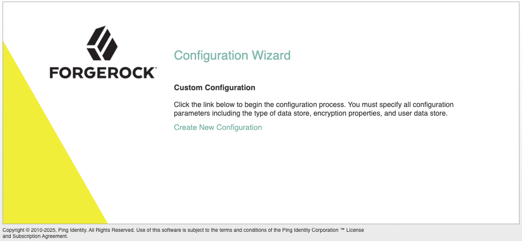 The initial configuration page lets you start configuring AM.