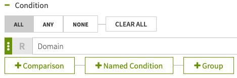 Screen capture that shows the Condition section with the R toggle