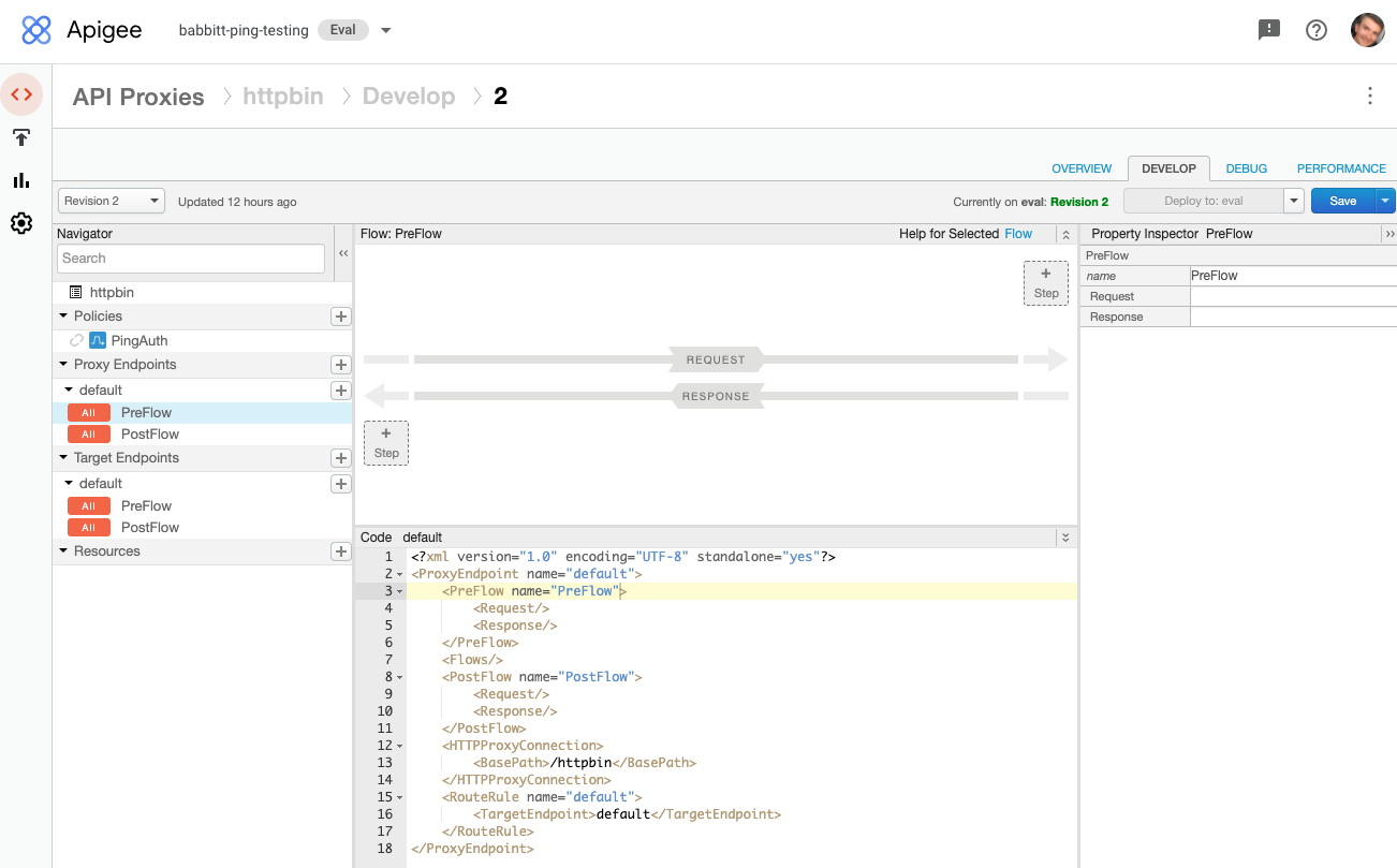 Screen capture of the Apigee proxy endpoint PreFlow step creation