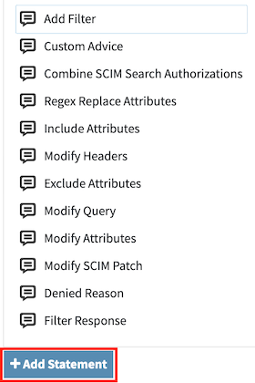 Screen capture of the provided statements list