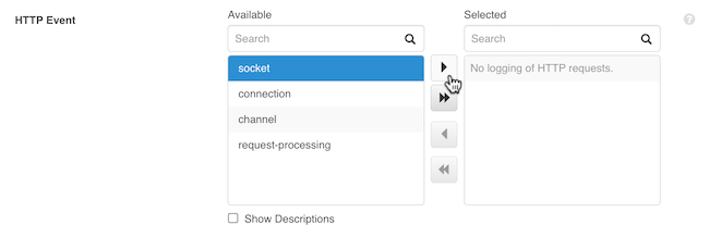 Screen capture of the HTTP Event configuration property in the file-based trace logger.