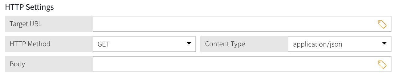 Screen capture showing the Service Type, URL, HTTP Method, Body, and Authentication HTTP service settings.