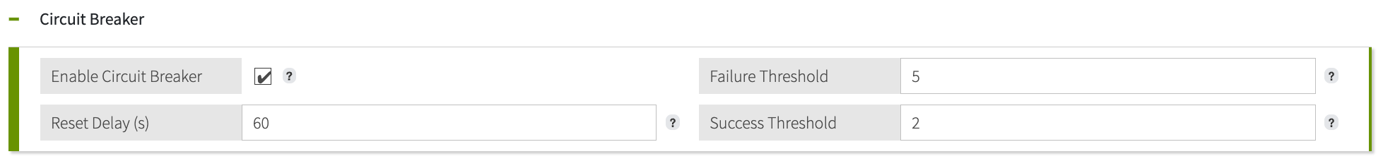 Screen capture of the service’s Circuit Breaker settings.