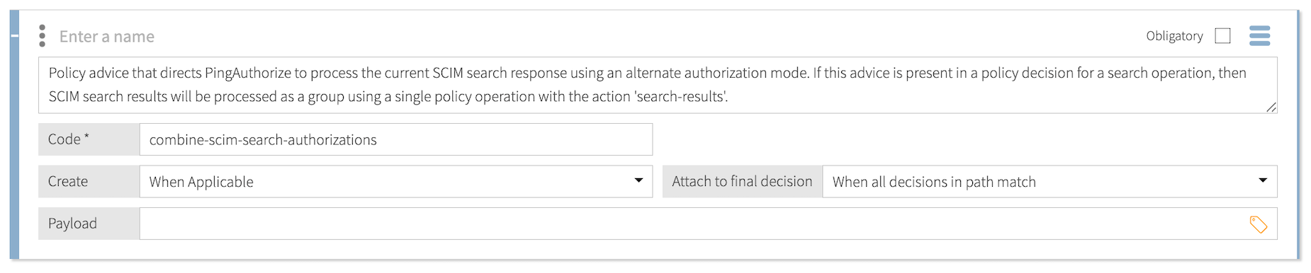 Screen capture of the combine-scim-search-authorizations statement template