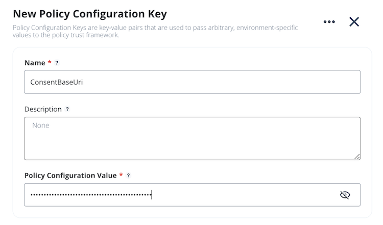 Screen capture of the New Policy Configuration Key window with the specified values.