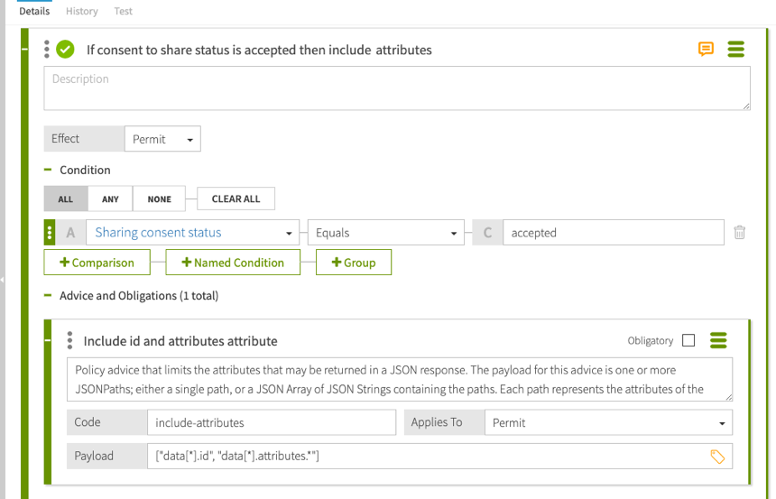 Screen capture of rule to compare 