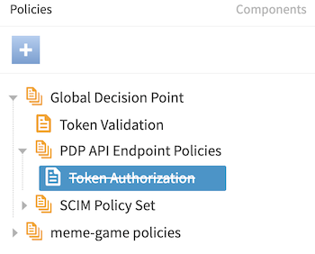 Screen capture of a disabled policy being crossed out in the policy tree.