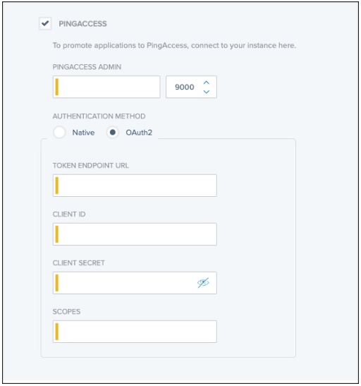 In this example, the Connect to Instances page in PingCentral is displayed.