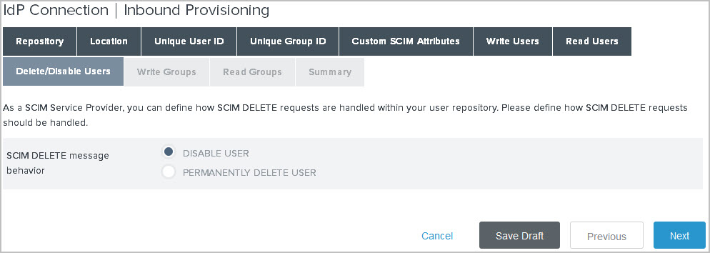 Screen capture of the Delete or Disable Users tab.