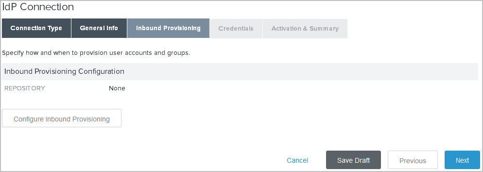 Screen capture of the Inbound Provisioning tab.