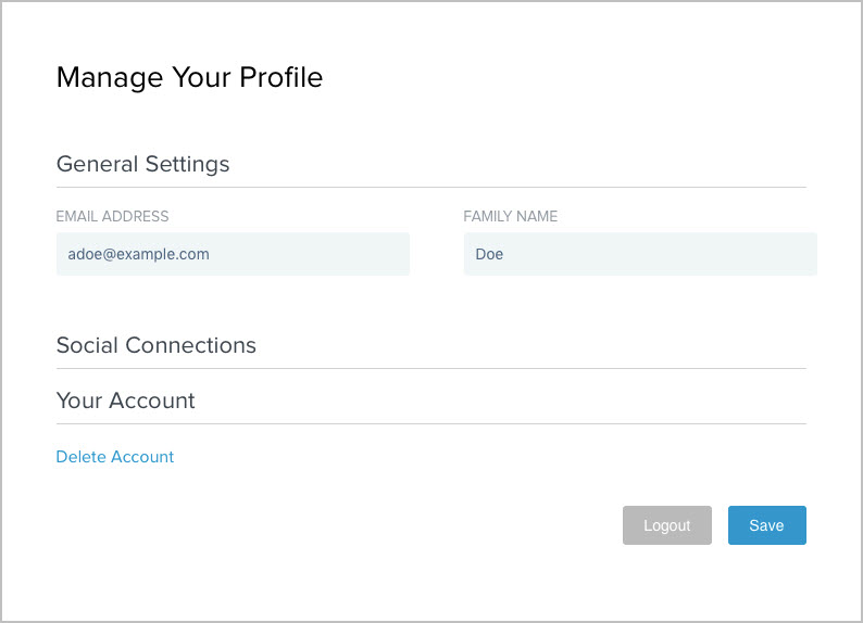 A screen capture of a third-party identity provider profile management page.