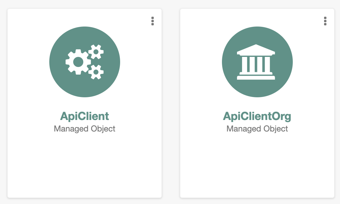 apiClient and apiClientOrg managed object types