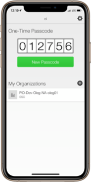 A screen capture of the One-Time Passcode screen displaying a one-time passcode.