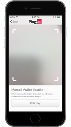 A screen capture of the QR code scanner using the PingID mobile app.