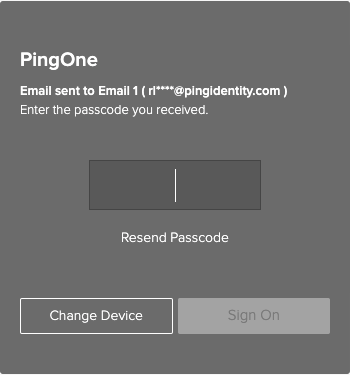 A screen capture of the Authentication window requesting the passcode from your Email.