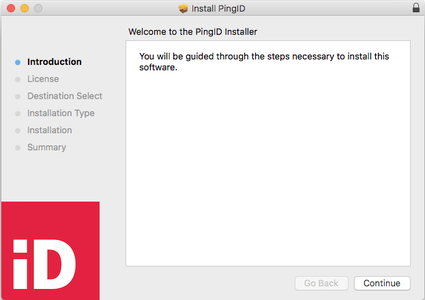 A screen capture of the Welcome to the PingID Installer window Introduction section.