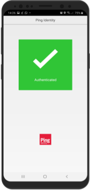 A screen capture of the green Authenticated message with a check mark indicating successful authentication.