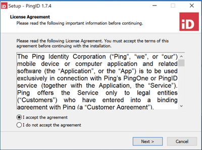 A screen capture of the License Agreement dialog.