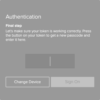 A screen capture of the Authentication window final step