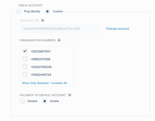 A screen capture of the Twilio Account section.