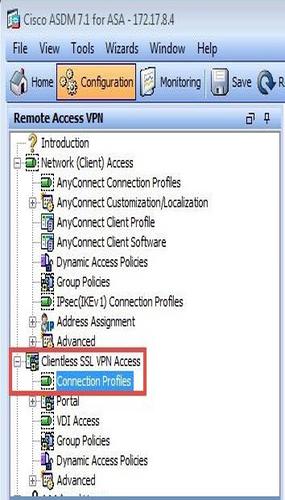 A screen capture of the Remote Access VPN navigation tree in the Cisco ASDM client.