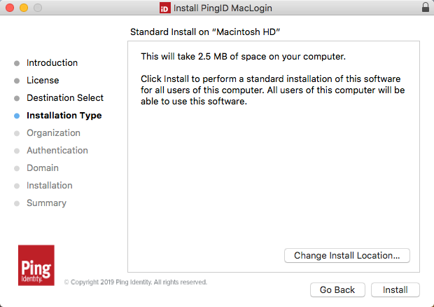 A screen capture of the Mac login installation - select installation type.