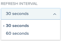 A screen capture of the Refresh Interval list.