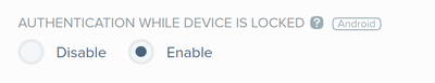 A screen capture of the Authentication While Device Is Locked section.