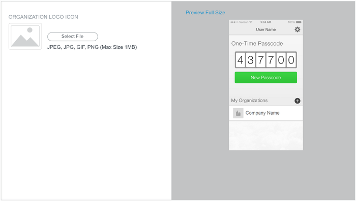 A screen capture of the organization logo icon upload file window.