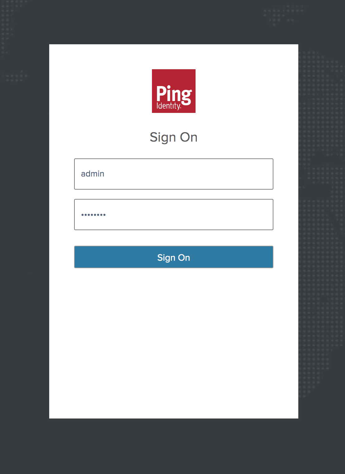 A screenshot of the PingIntelligence Dashboard sign-on page.