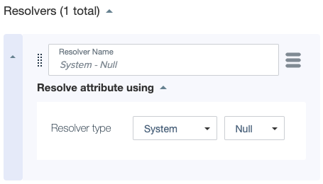 Screen capture showing a System attribute resolver with value of Null.