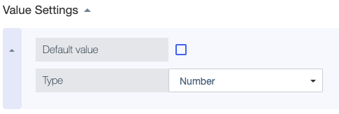 Screen capture of Value Settings for the Amount attribute showing that the Type is Number.