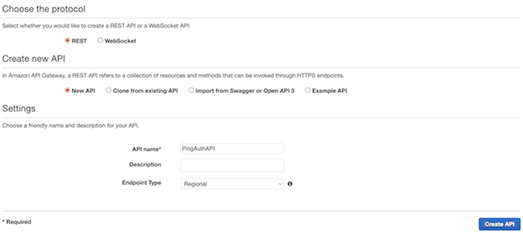 Screen capture of a sample configuration of a backend REST API to be integrated with Lambda authorizer.