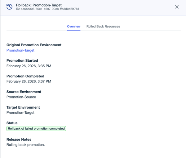 A screenshot of the Rollback tab of the rollback details panel.