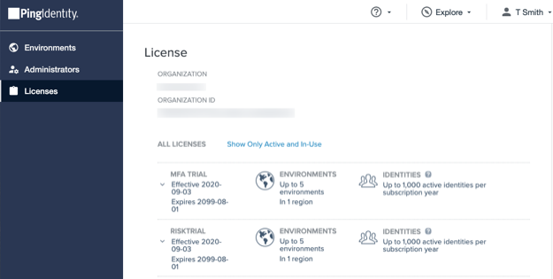 A screen capture of the License page showing license details.