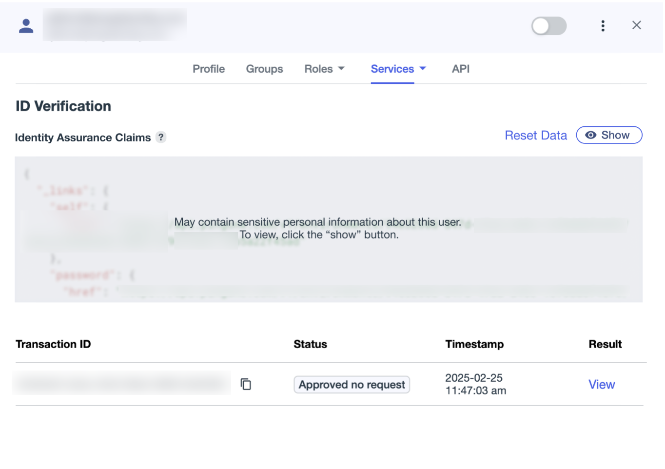 A screen capture of IDA in the users page.