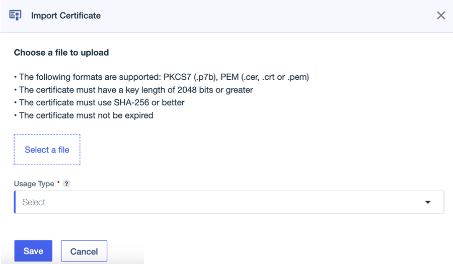 A screenshot of the view of the certificates page.